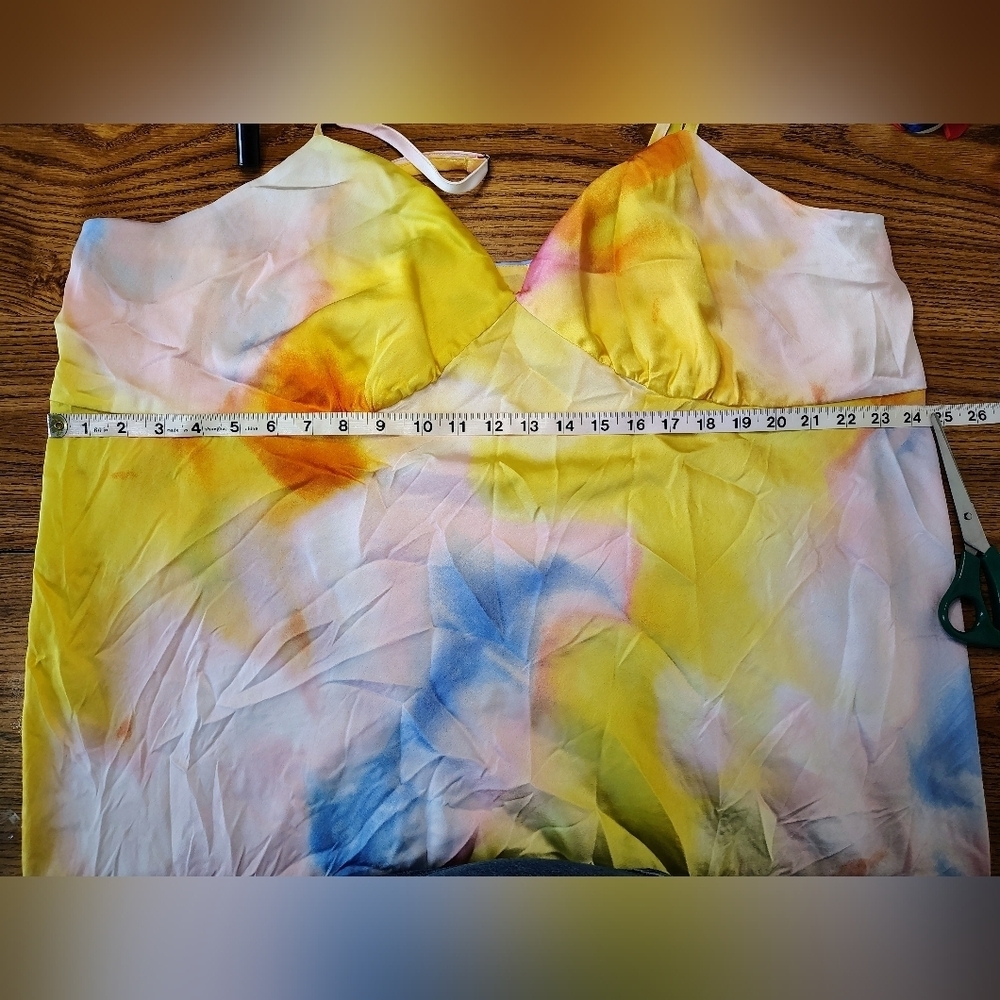 Diane Von Furstenberg intimate sleep dress Plus size XXL, tie dye print satin. - Picture 8 of 15